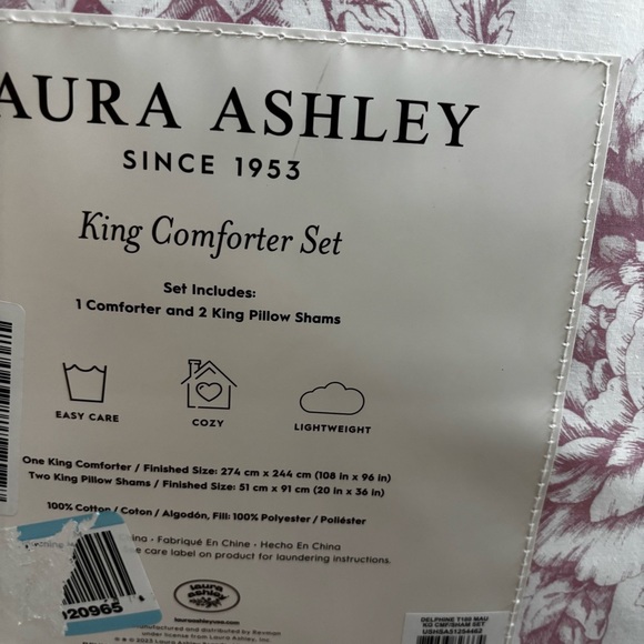 Laura Ashley Delphine Pink Cotton Comforter Reversible Set King - Picture 15 of 16